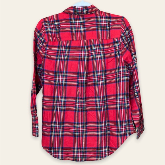 NWT Old Navy Long-Sleeve Red Plaid Flannel Shirt Size S Petite - Picture 2 of 6